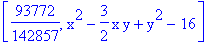 [93772/142857, x^2-3/2*x*y+y^2-16]
